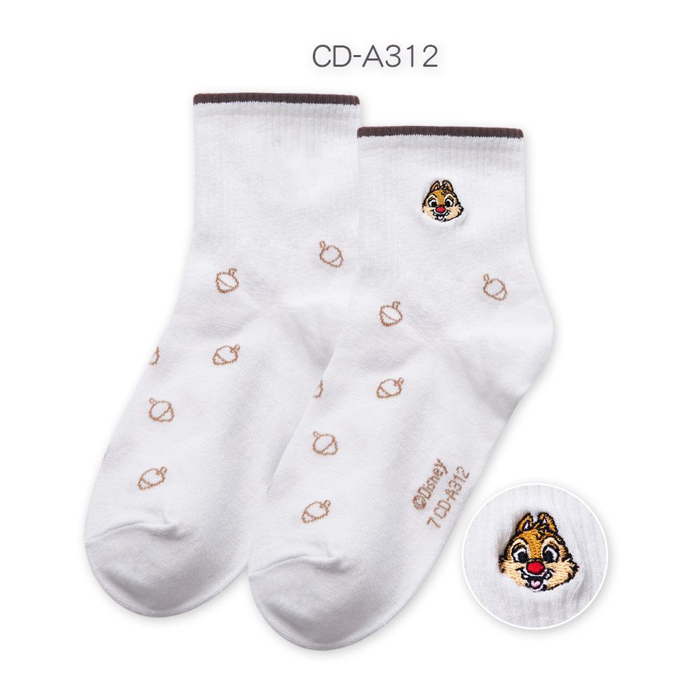 【ONEDER旺達棉品】刺繡羅紋襪中統/ 蒂蒂白-12/ 22-26