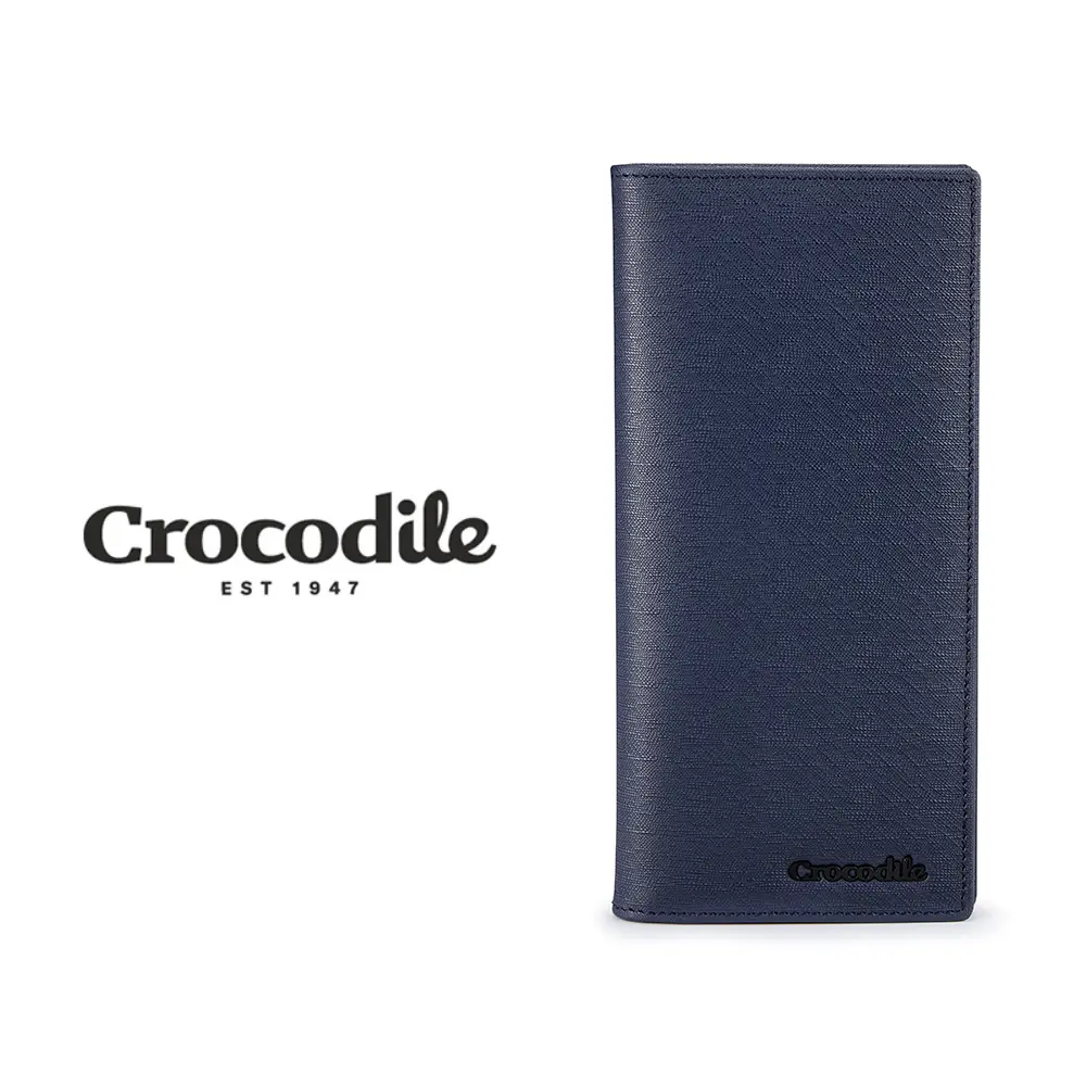 Crocodile 鱷魚皮件 真皮皮夾 長夾 單鈔 17卡 維也納Wien 2.0系列-0103-11301-黑藍兩色/ 藍色