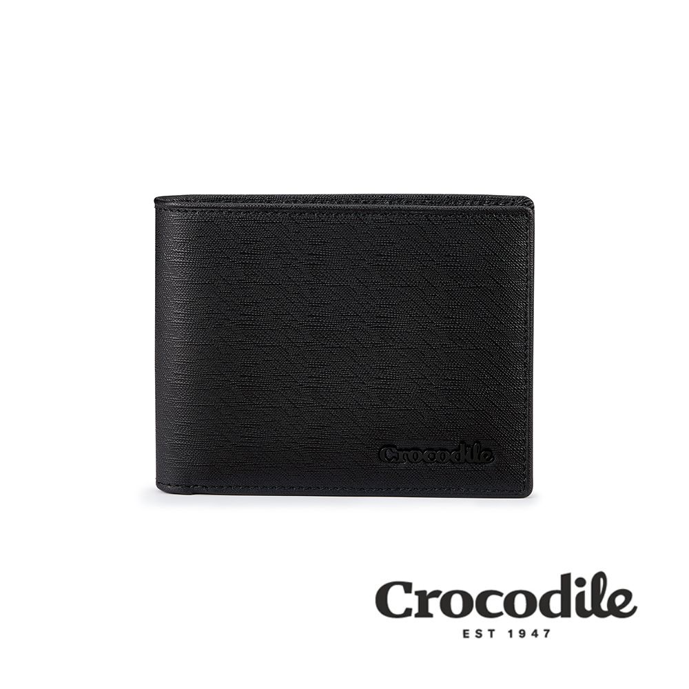 Crocodile 鱷魚皮件 短夾 男生皮夾  雙鈔 9卡中翻 送禮推薦 維也納Wien 2.0系列-0103-11302-黑藍兩色/ 黑色
