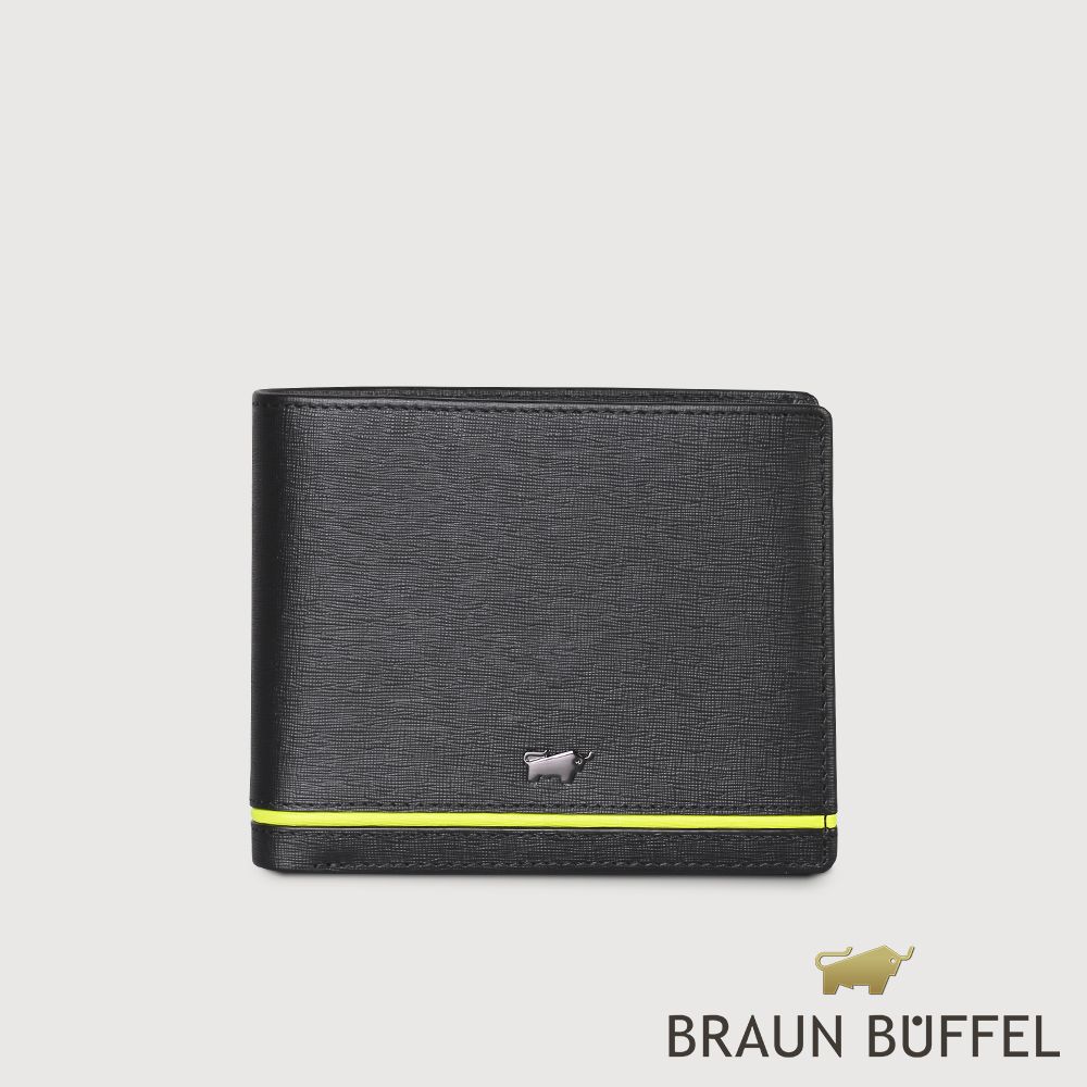 【BRAUN BUFFEL 德國小金牛】台灣總代理 維克多-D 4卡零錢袋皮夾-黑色/BF512-315-BKY