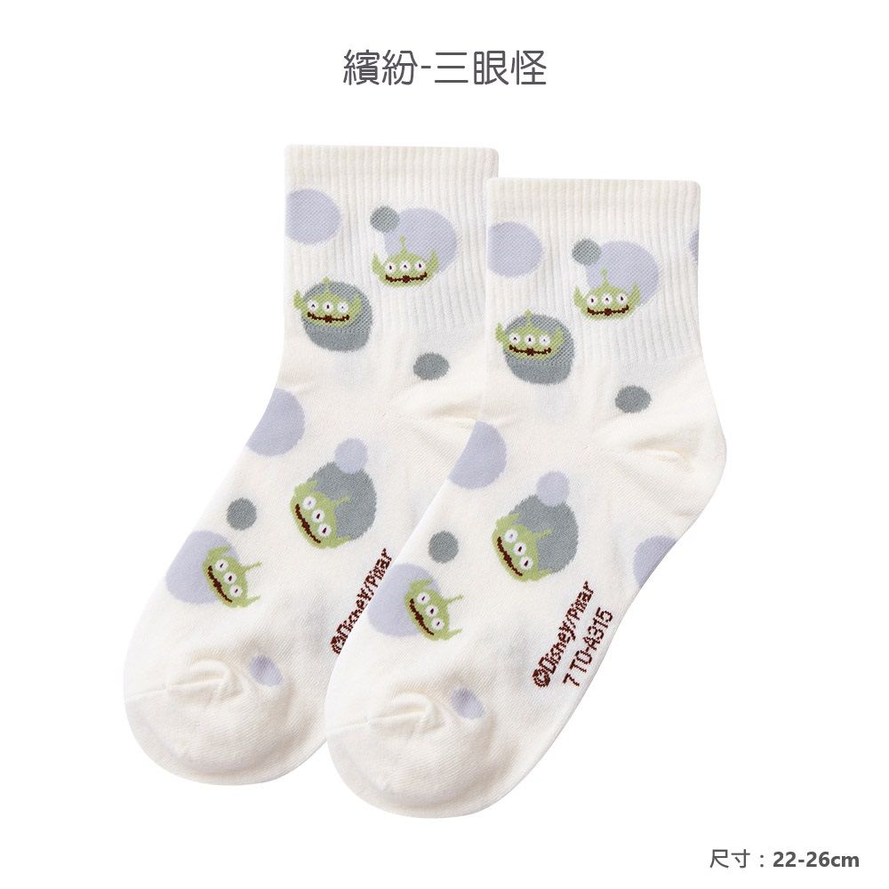 【ONEDER旺達棉品】繽紛系列迪士尼中統襪/ 三眼怪-15/ 22-26
