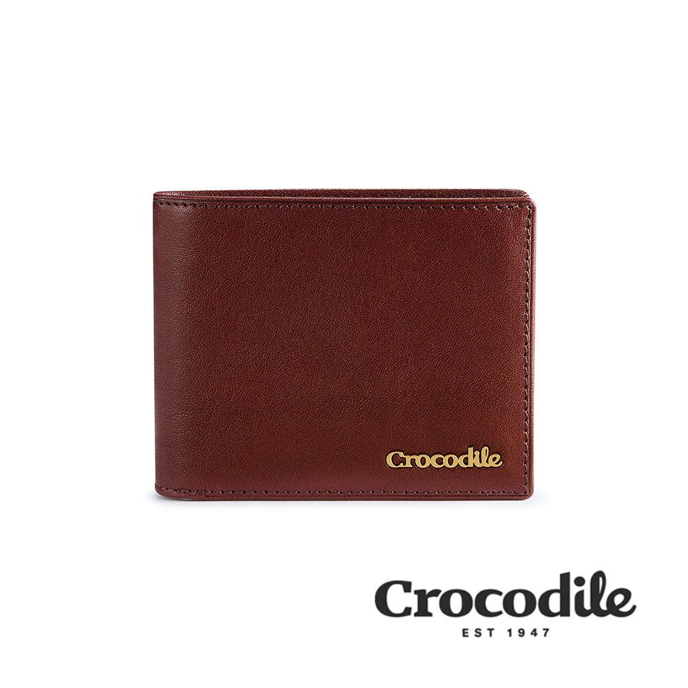 Crocodile 鱷魚皮件 男短夾 真皮皮夾 植鞣皮夾 4卡拉鍊 Naturale 5系列-0103-11008-黑咖兩色/ 咖啡色