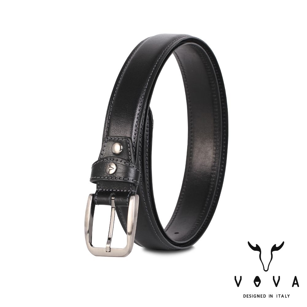 【VOVA 沃汎】台灣總代理 品味紳士 復古休閒皮帶-黑色/VA007-001-BK