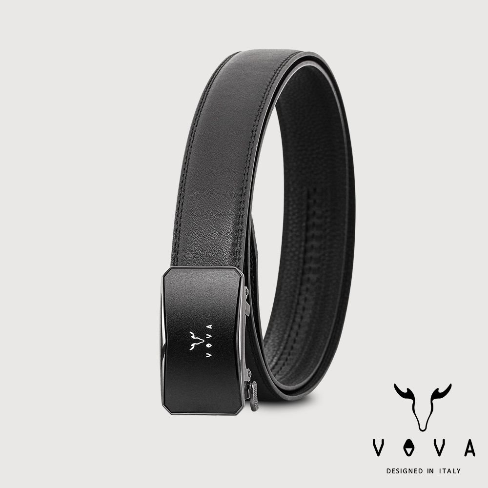 【VOVA 沃汎】台灣總代理 職場型男 磨砂自動扣皮帶-鎗色/VA019-005-SGU