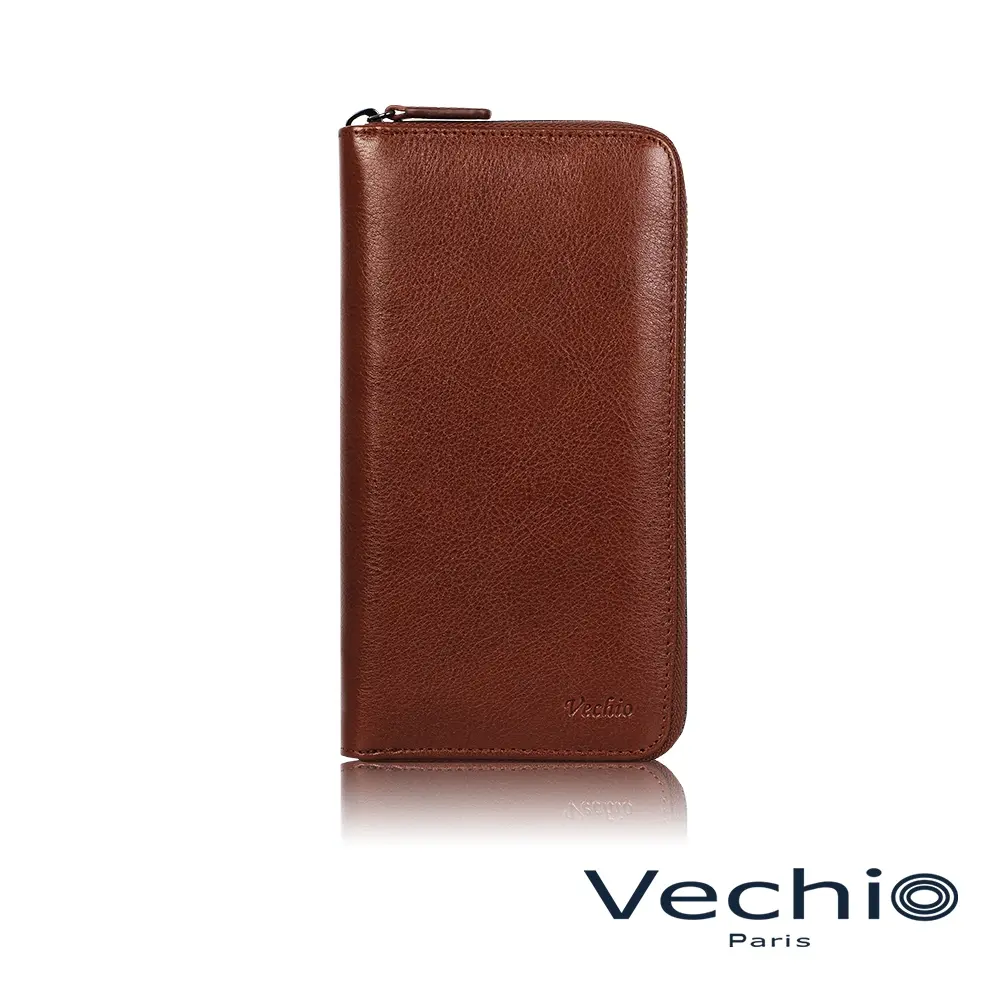 【VECHIO 維奇歐】台灣總代理 堅毅號 11卡拉鍊長夾-咖啡色/VE048W015BR