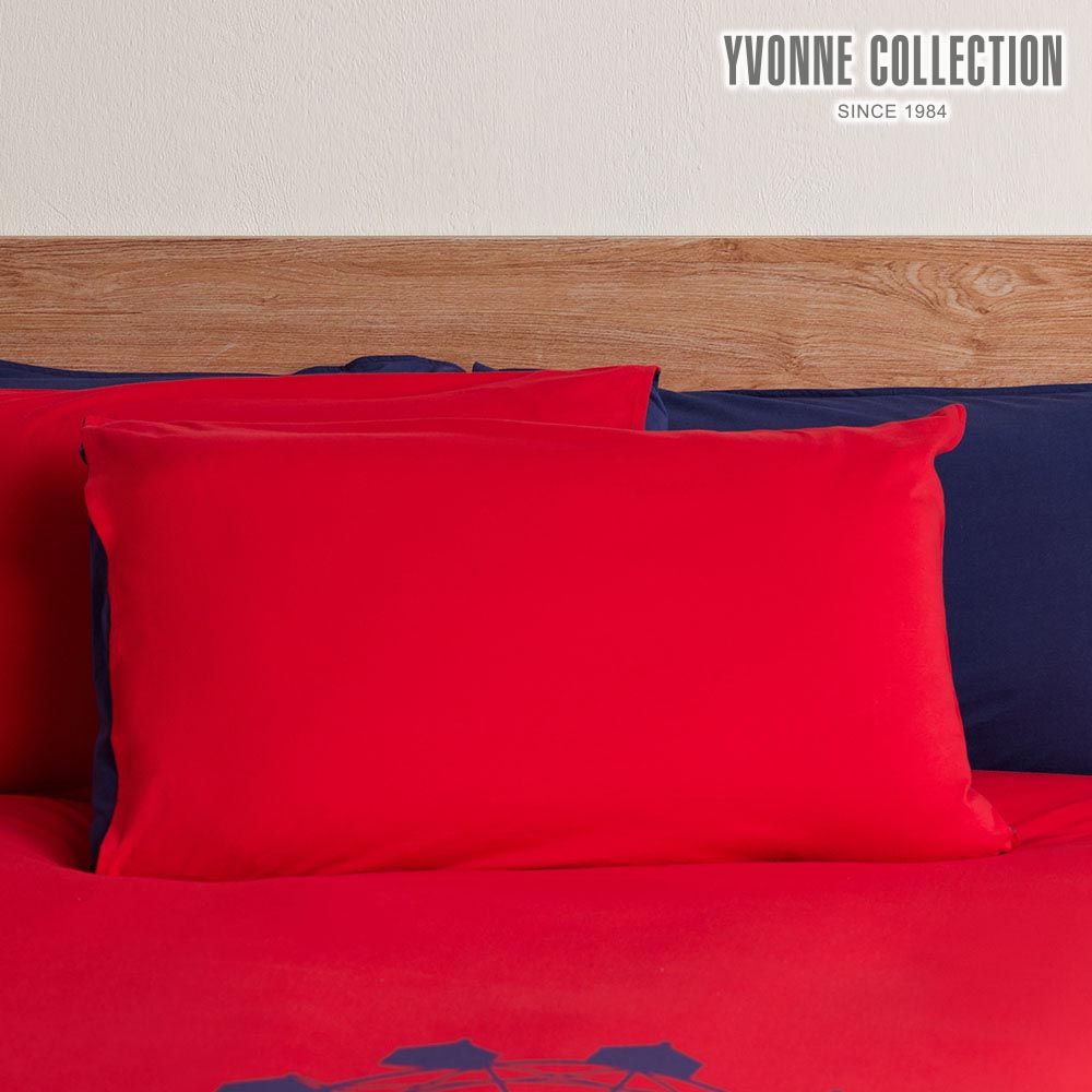 YVONNE COLLECTION素面雙色信封式枕套1入-紅