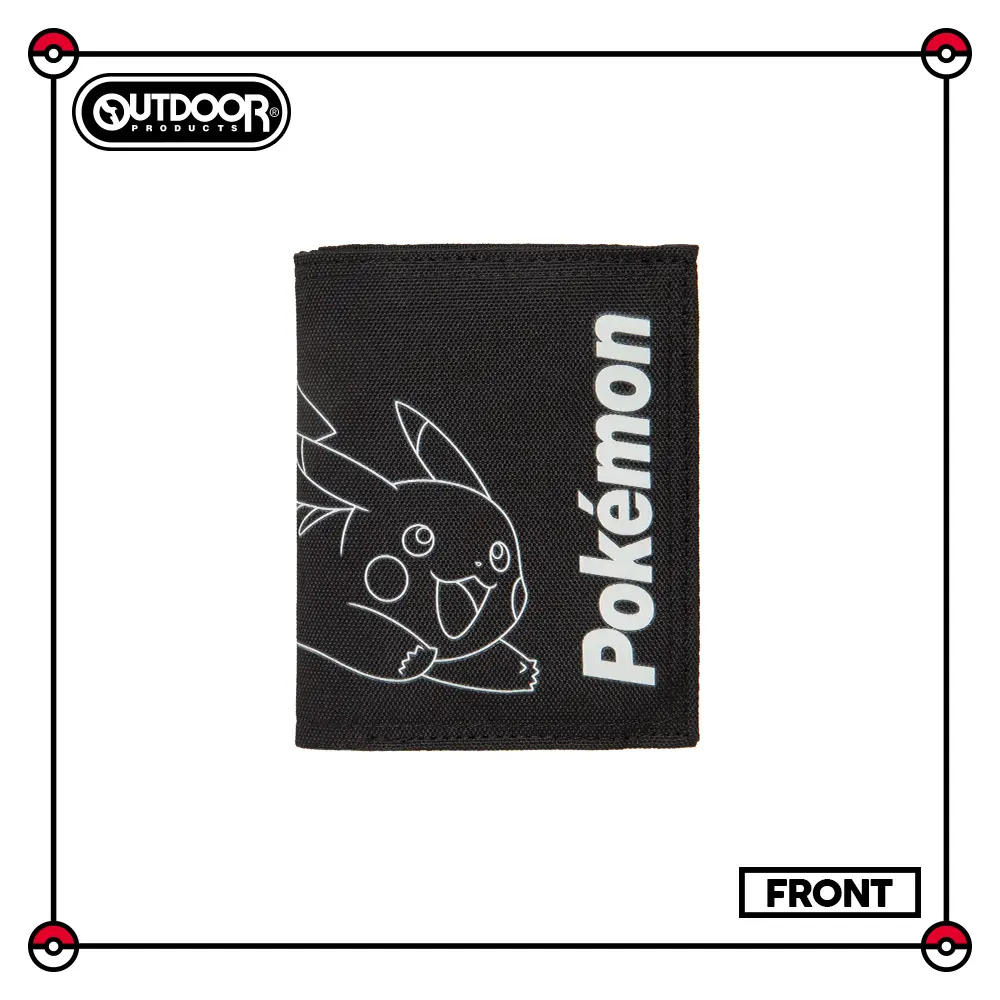 OUTDOOR 寶可夢Pokemon夜光皮卡丘對折短夾/ 黑色/ ODGO21A06BK