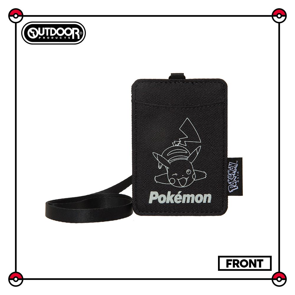 OUTDOOR 寶可夢Pokemon夜光皮卡丘票卡證件套/ 黑色/ ODGO21A08BK