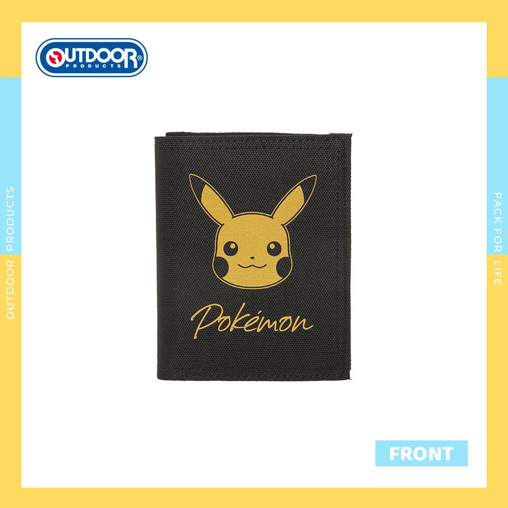 OUTDOOR 寶可夢Pokemon金典皮卡丘對折短夾/ 黑色/ ODGO22S09BK