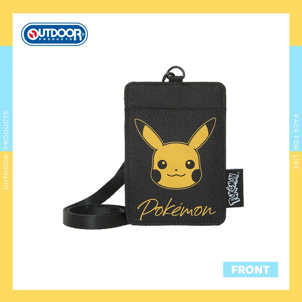 OUTDOOR 寶可夢Pokemon金典皮卡丘票卡證件套/ 黑色/ ODGO22S10BK