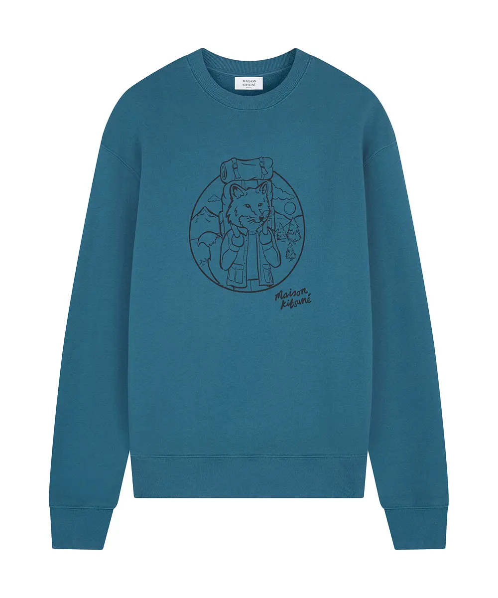 MAISON KITSUNÉ 湖水藍山系狐狸LOGO舒適衛衣_中性/男/ S