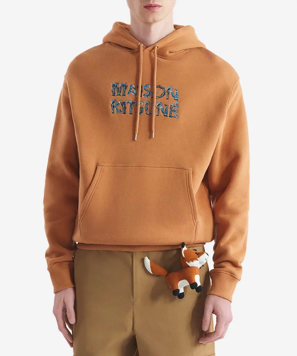 MAISON KITSUNÉ 紅杉色童話狐狸LOGO舒適連帽衛衣_中性/男/ M