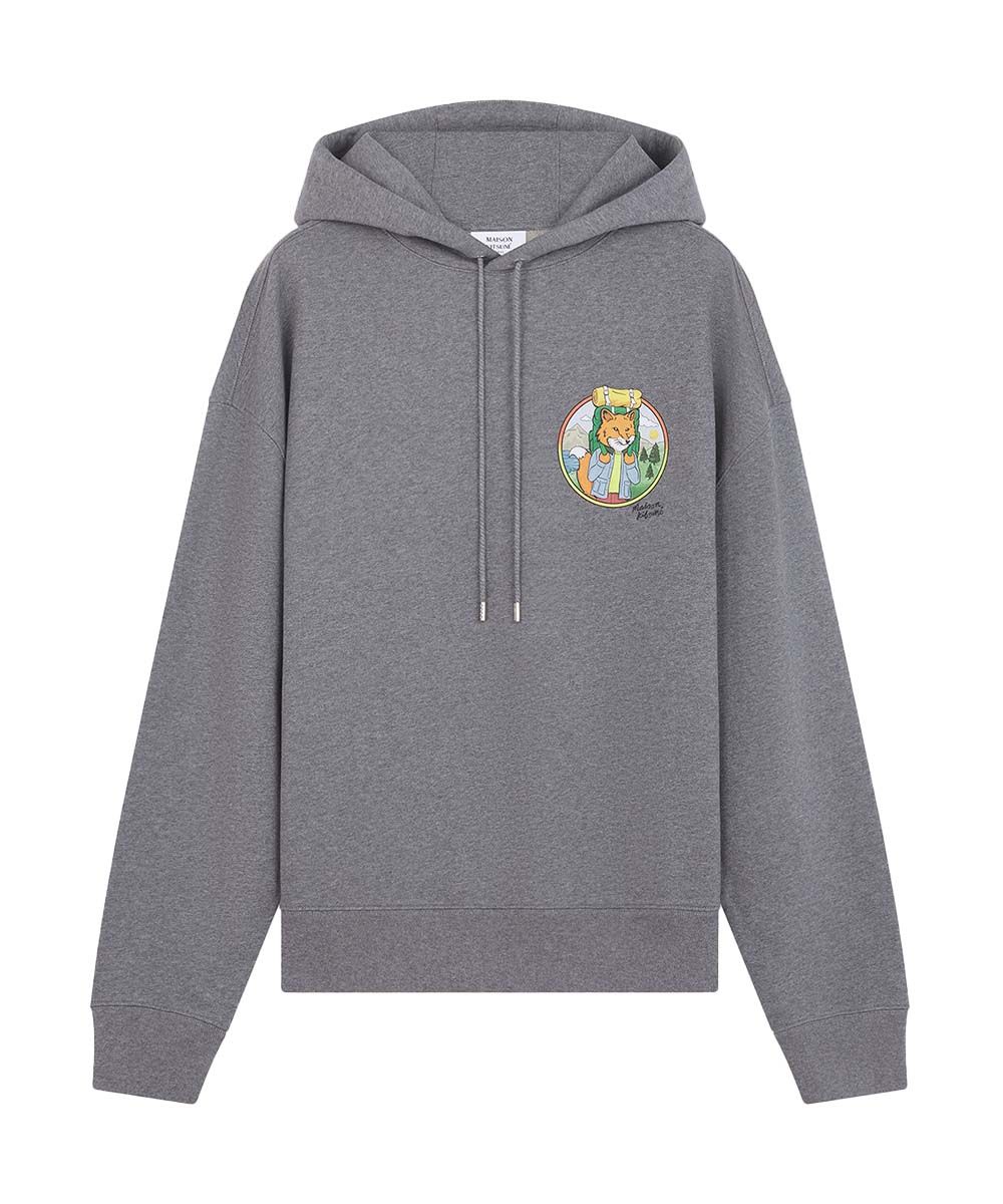 MAISON KITSUNÉ 靜謐灰山系狐狸LOGO寬鬆連帽衛衣_中性/男/ M