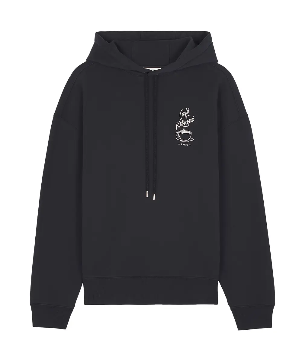 CAFÉ KITSUNÉ 黑色咖啡杯寬版連帽衛衣_中性/男/ L