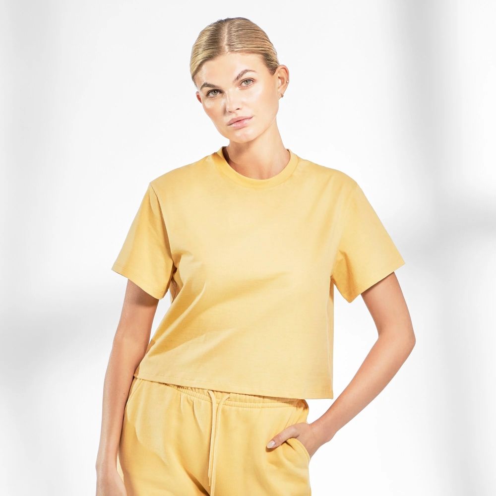 Bread & Boxers Crop Tee by Biderman 有機棉女用短身圓領T/ 米黃/ L