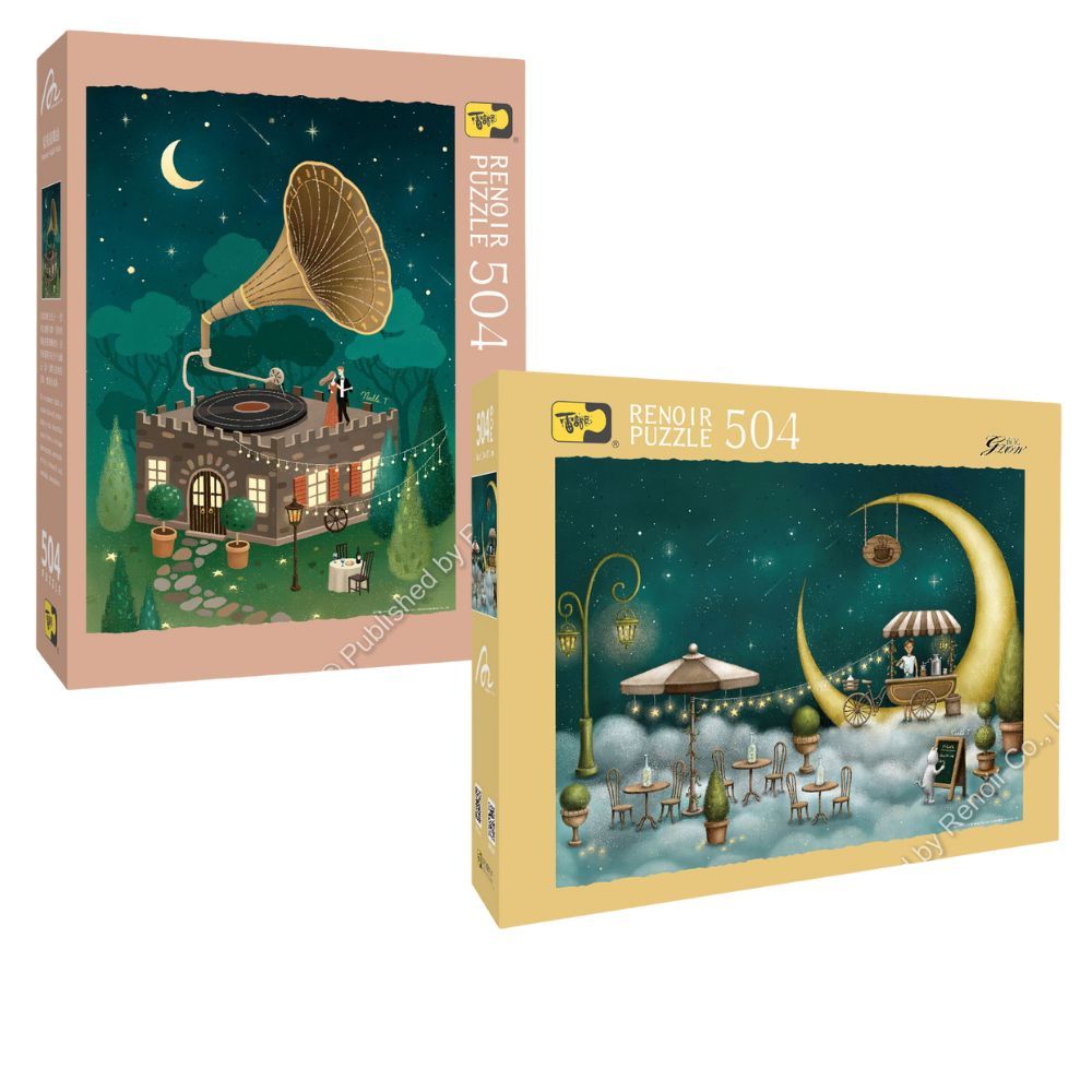 雷諾瓦拼圖文化坊/夏夜圓舞曲/504片+月光咖啡座/504片/夜光/諾艾兒/2件組
