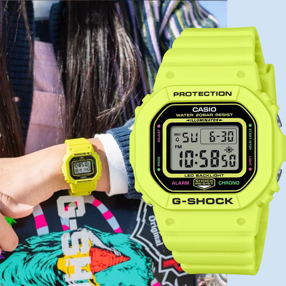 CASIO 卡西歐 G-SHOCK 致敬運動員 方型手錶 女錶 電子錶(GMD-S5600EP-9)