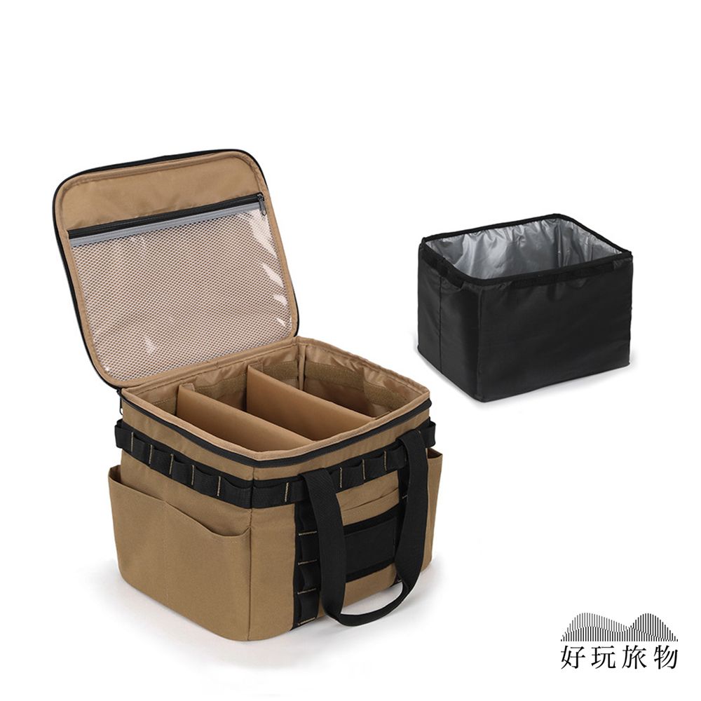 【好玩旅物】戶外露營多功能牛津布保溫保冷袋/ 卡其色