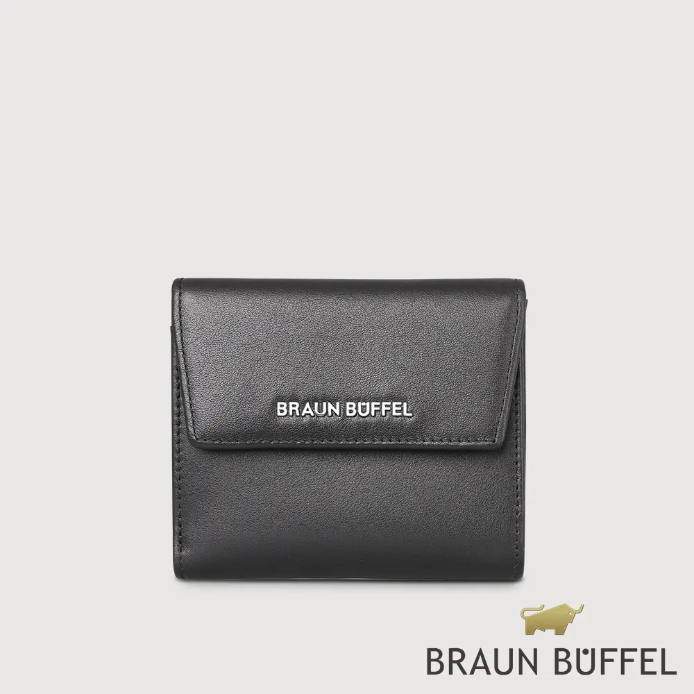 【BRAUN BUFFEL 德國小金牛】台灣總代理 薇拉-A 8卡兩折短夾-黑色/BF850-404-BK
