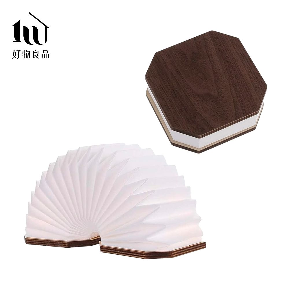 【好物良品】LED充電折疊收納露營風琴燈(三段變光)/ 黑桃木