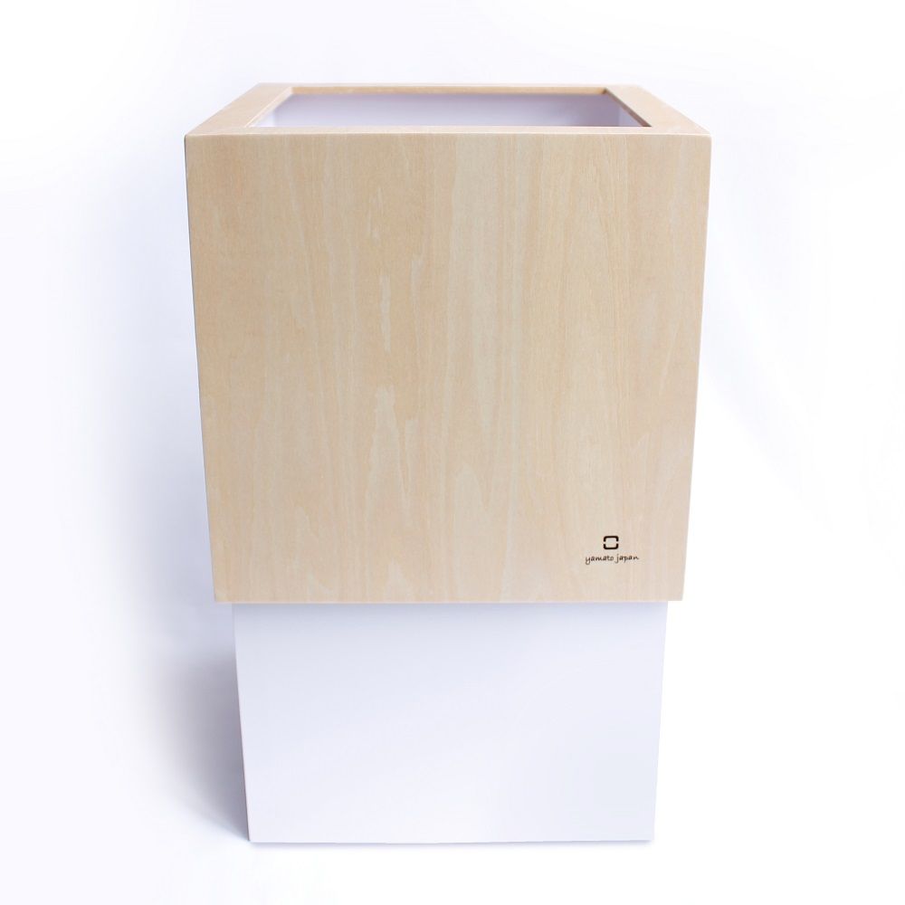 yamato japan｜純手工木製 WCUBE北歐風小型垃圾桶10L/ 白色