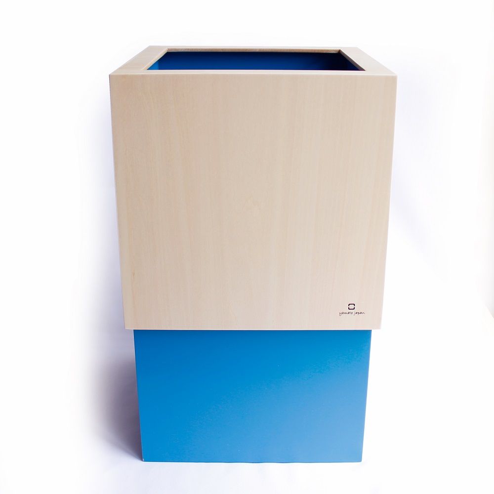 yamato japan｜純手工木製 WCUBE北歐風小型垃圾桶10L/ 寶石藍色