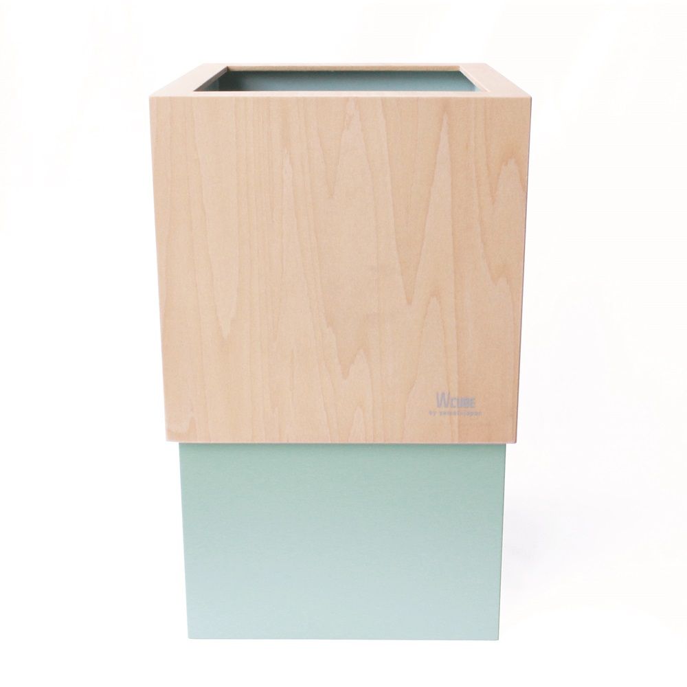 yamato japan｜純手工木製 WCUBE北歐風小型垃圾桶10L/ 藍綠色