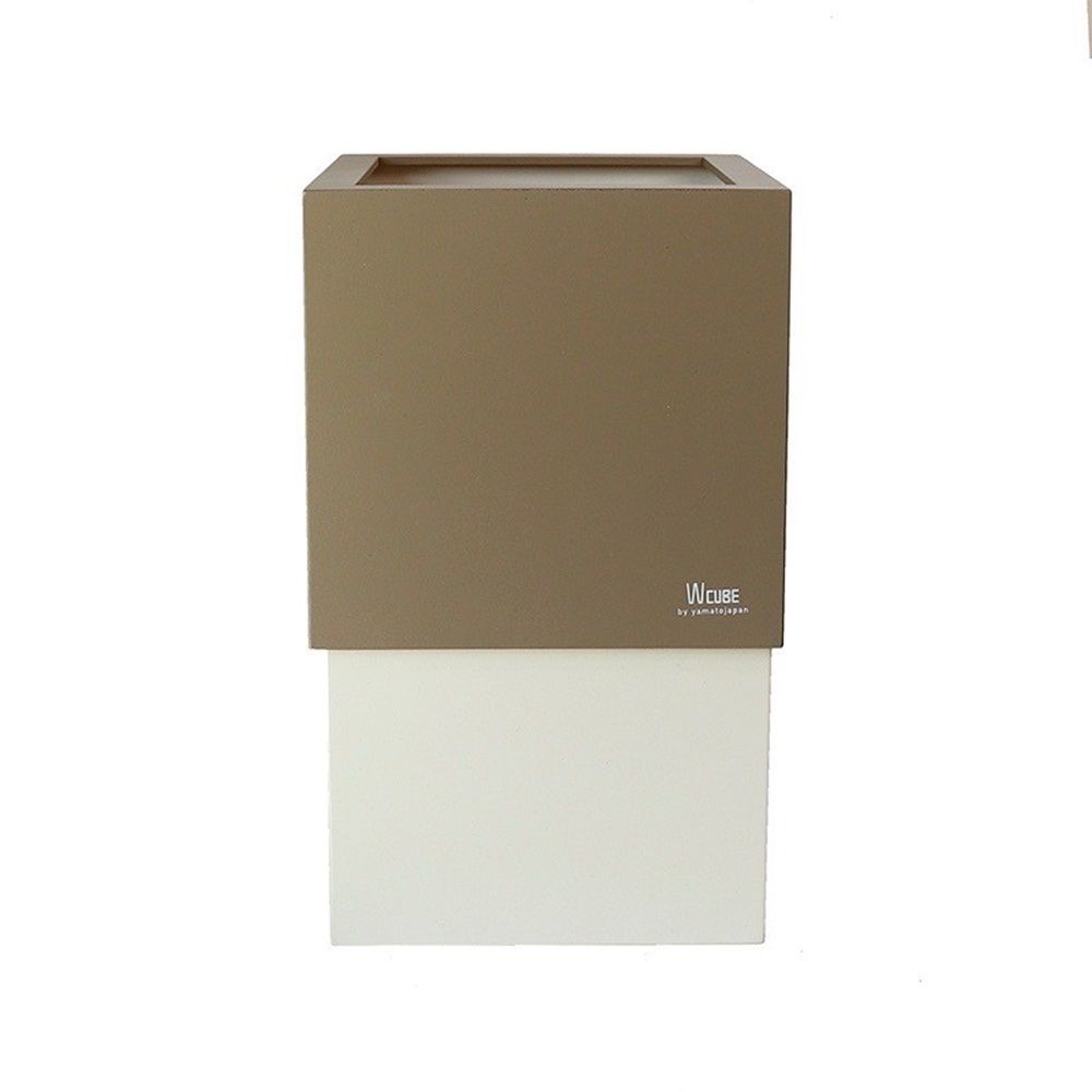 yamato japan｜純手工木製 WCUBE北歐風小型垃圾桶10L/ 米灰/白色