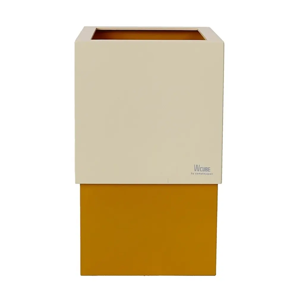 yamato japan｜純手工木製 WCUBE北歐風小型垃圾桶10L/ 摩卡奶油/芥末色