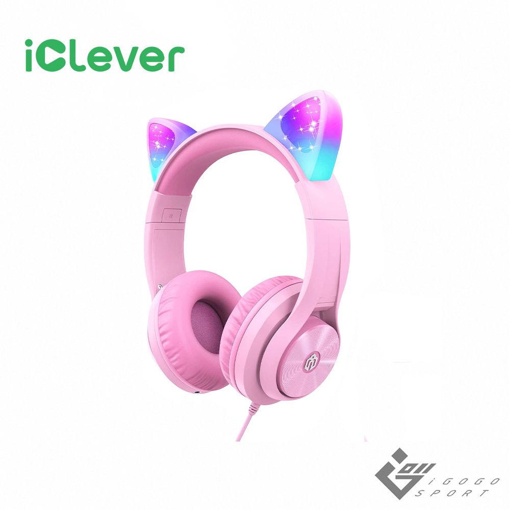 iClever HS20炫光兒童耳機/ 粉紅色