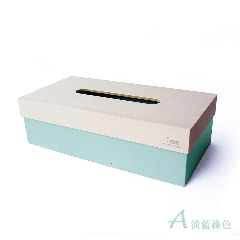 yamato japan T CUBE 簡約風格木製面紙盒/ 淡藍綠色