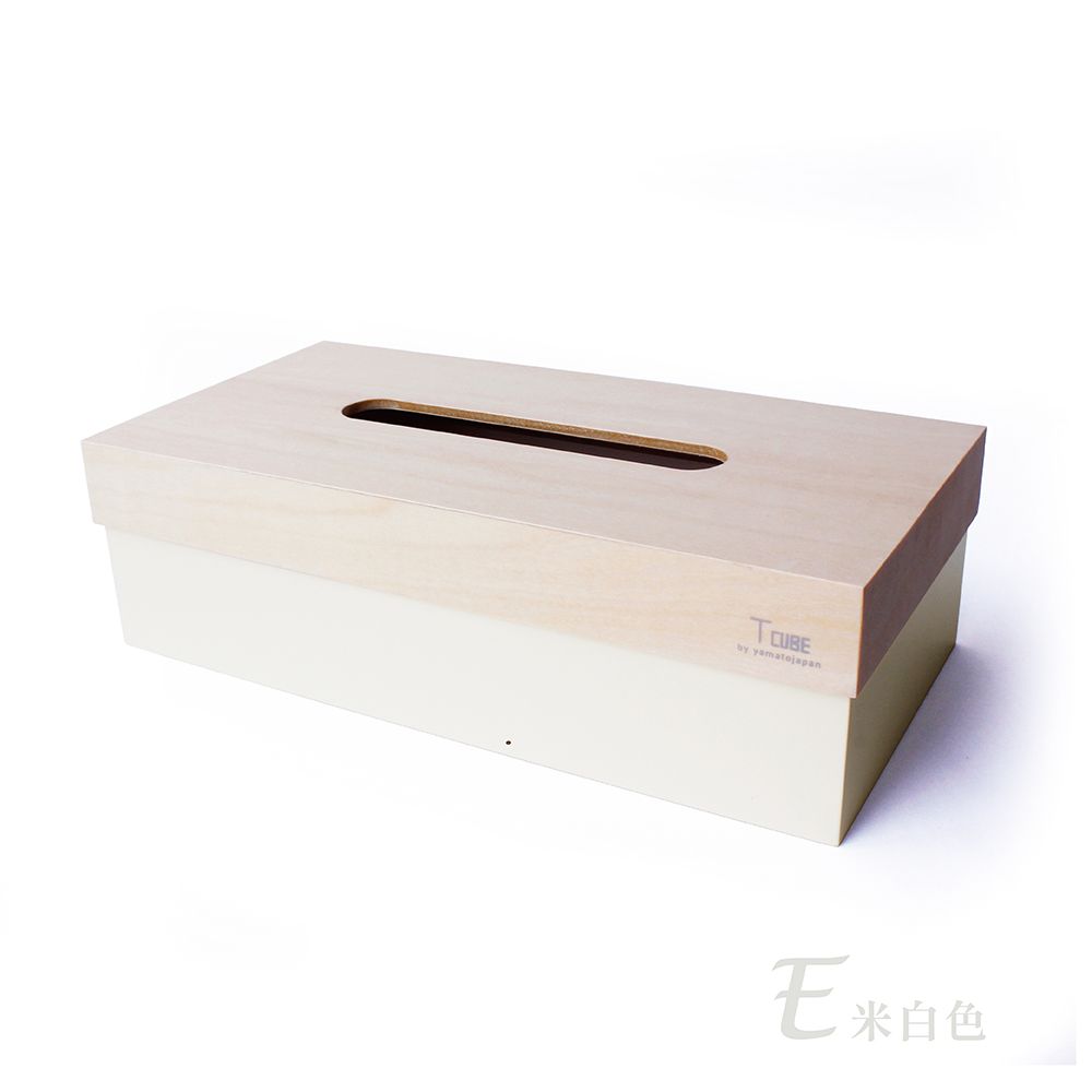 yamato japan T CUBE 簡約風格木製面紙盒/ 米白色