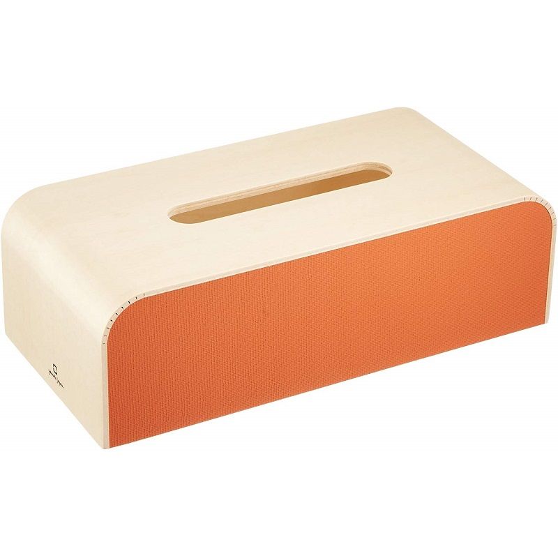 yamato japan 純手工木製北歐風color box面紙盒/ 橘色