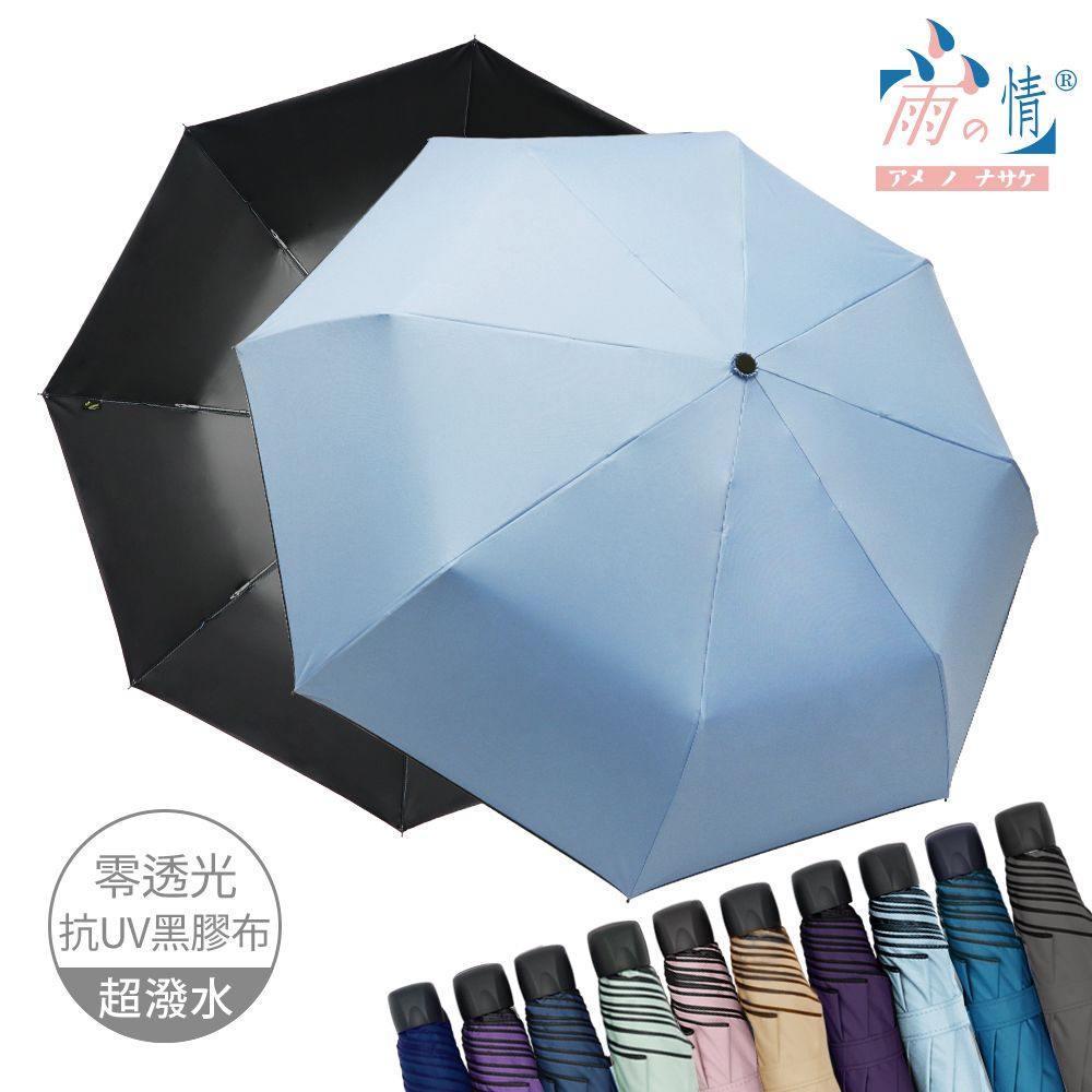 【雨之情】防曬膠輕鋁抗風折疊傘/ 天空藍