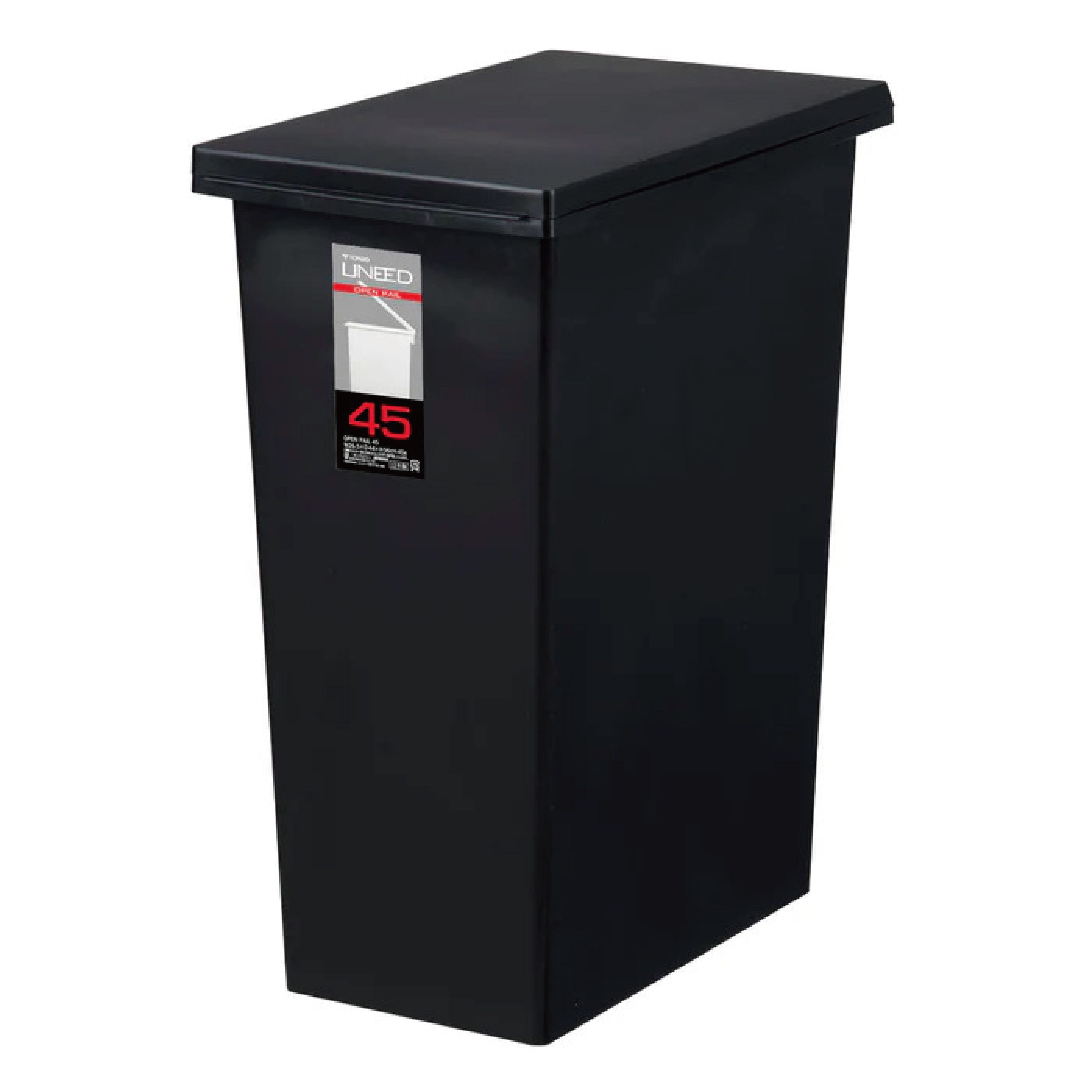 TONBO UNEED系列SLIM掀蓋垃圾桶45L/ 黑色