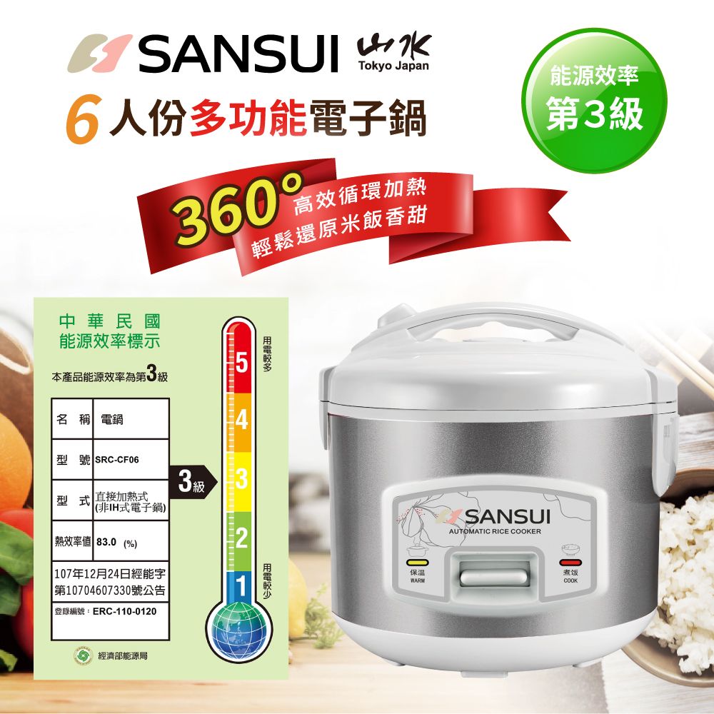 【SANSUI 山水】6人份電子鍋電子鍋 SRC-CF06