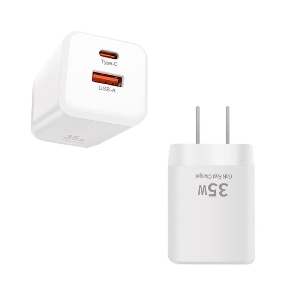 【FJ】PD35W摺疊腳雙孔快充充電頭 IC-6/ 白色