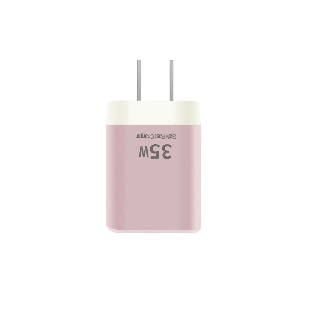 【FJ】PD35W摺疊腳雙孔快充充電頭 IC-6/ 粉色