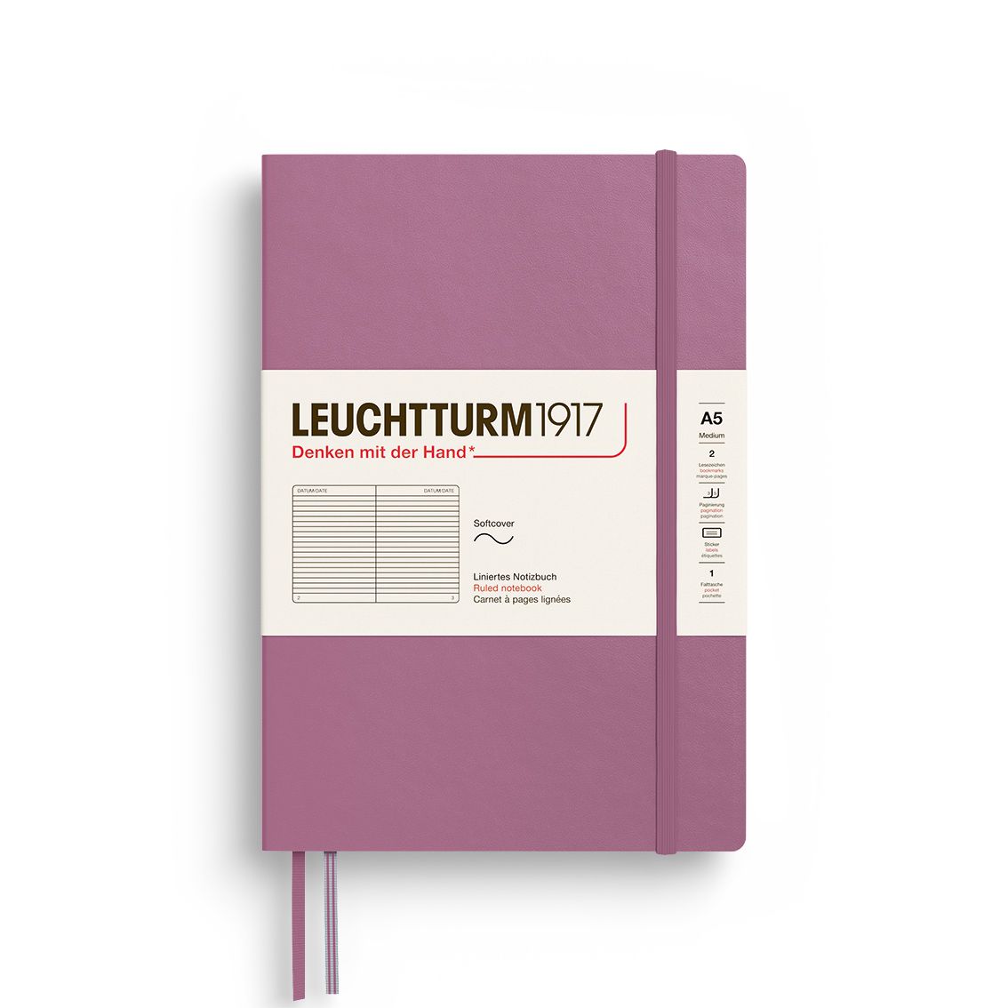 德國 LEUCHTTURM1917 軟殼筆記本/ A5/ 乾燥玫瑰粉/ 橫線