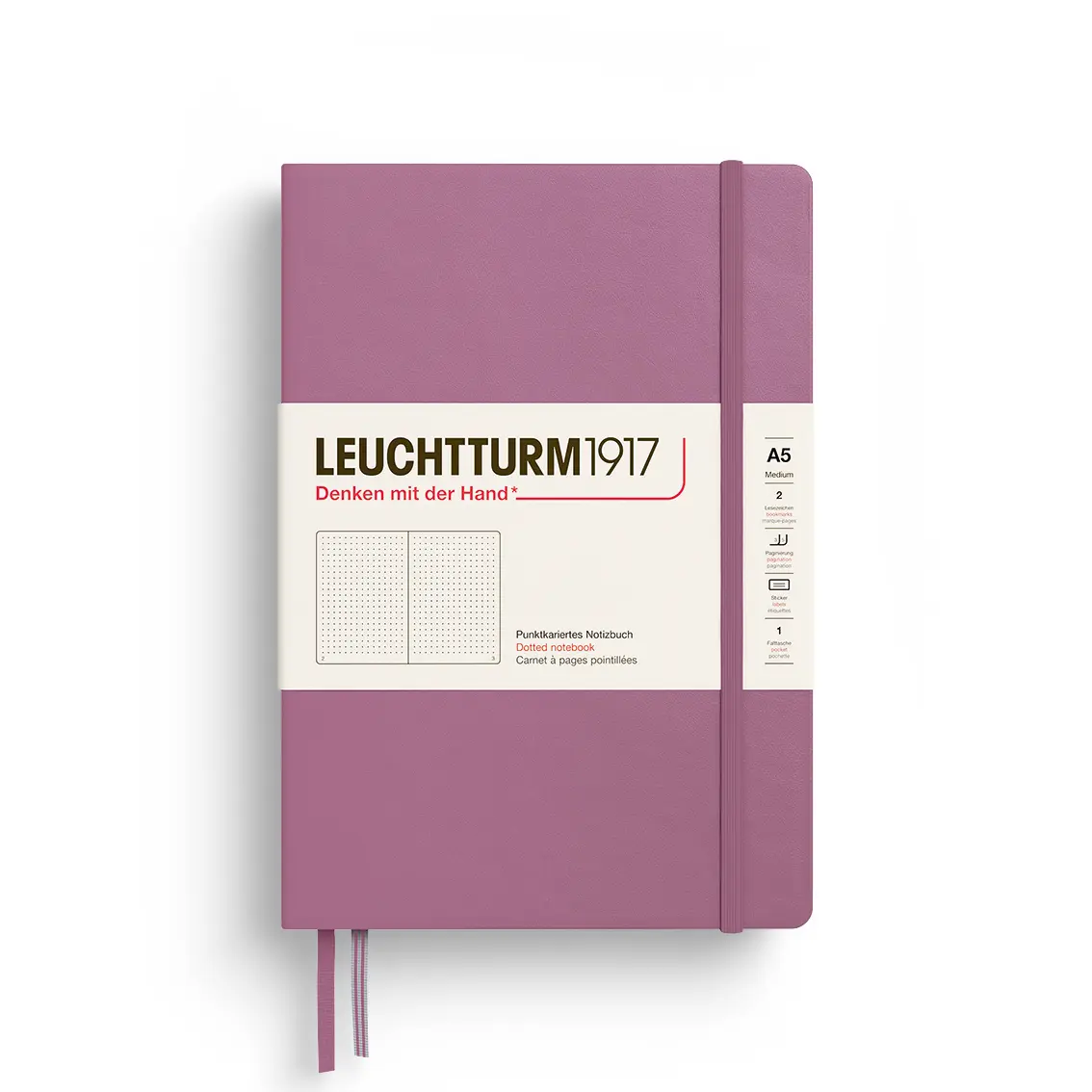 德國 LEUCHTTURM1917 硬殼筆記本/ A5/ 乾燥玫瑰粉/ 方點