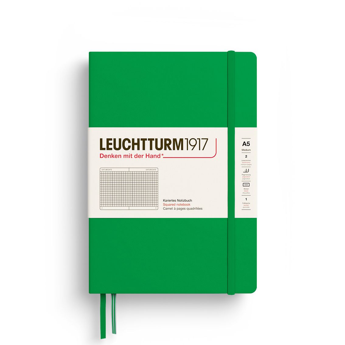 德國 LEUCHTTURM1917 硬殼筆記本/ A5/ 春天綠/ 方格