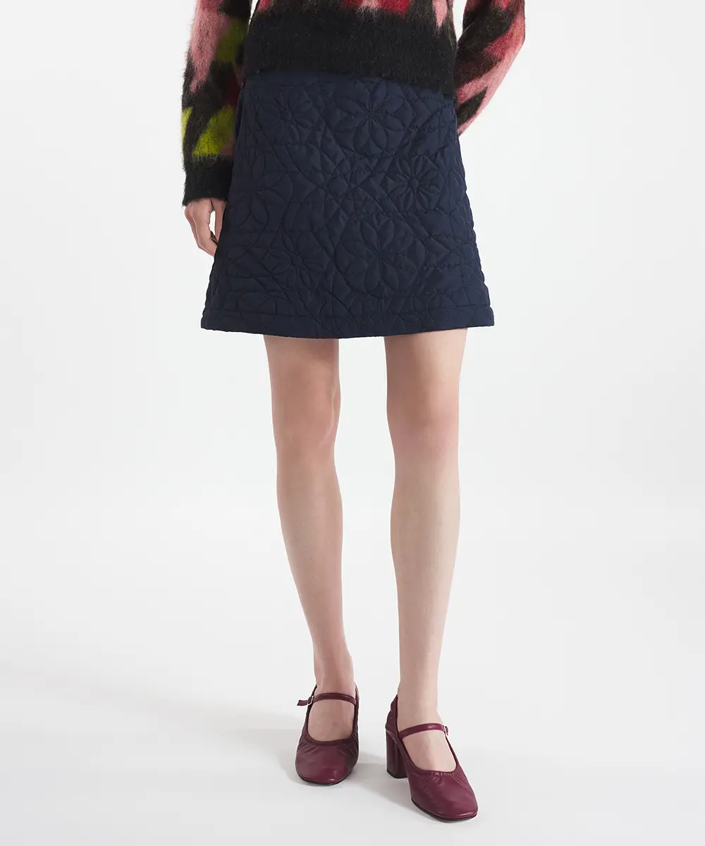 MAISON KITSUNÉ 暮藍色萬花筒絎縫迷你裙_女/ 40