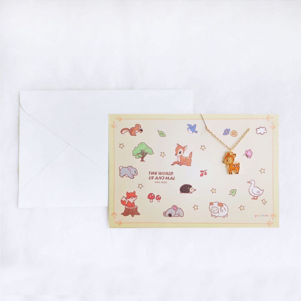 yajhih項鍊卡片Card Necklace/ 台灣文化/ 入色款/ 梅花鹿
