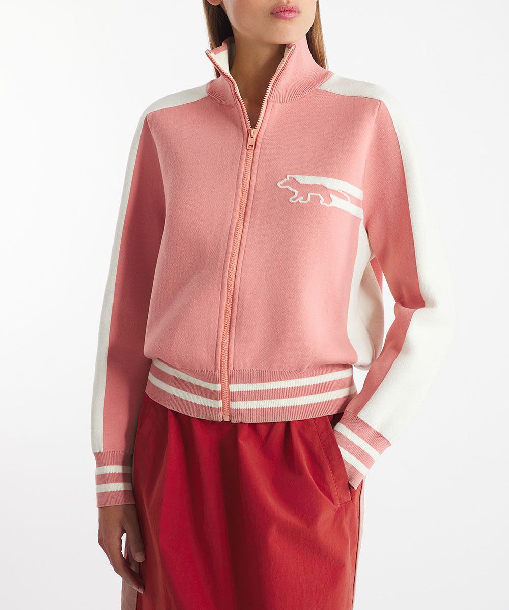 MAISON KITSUNÉ 鳳仙花粉紅疾行狐狸LOGO拉鍊外套_女/ L