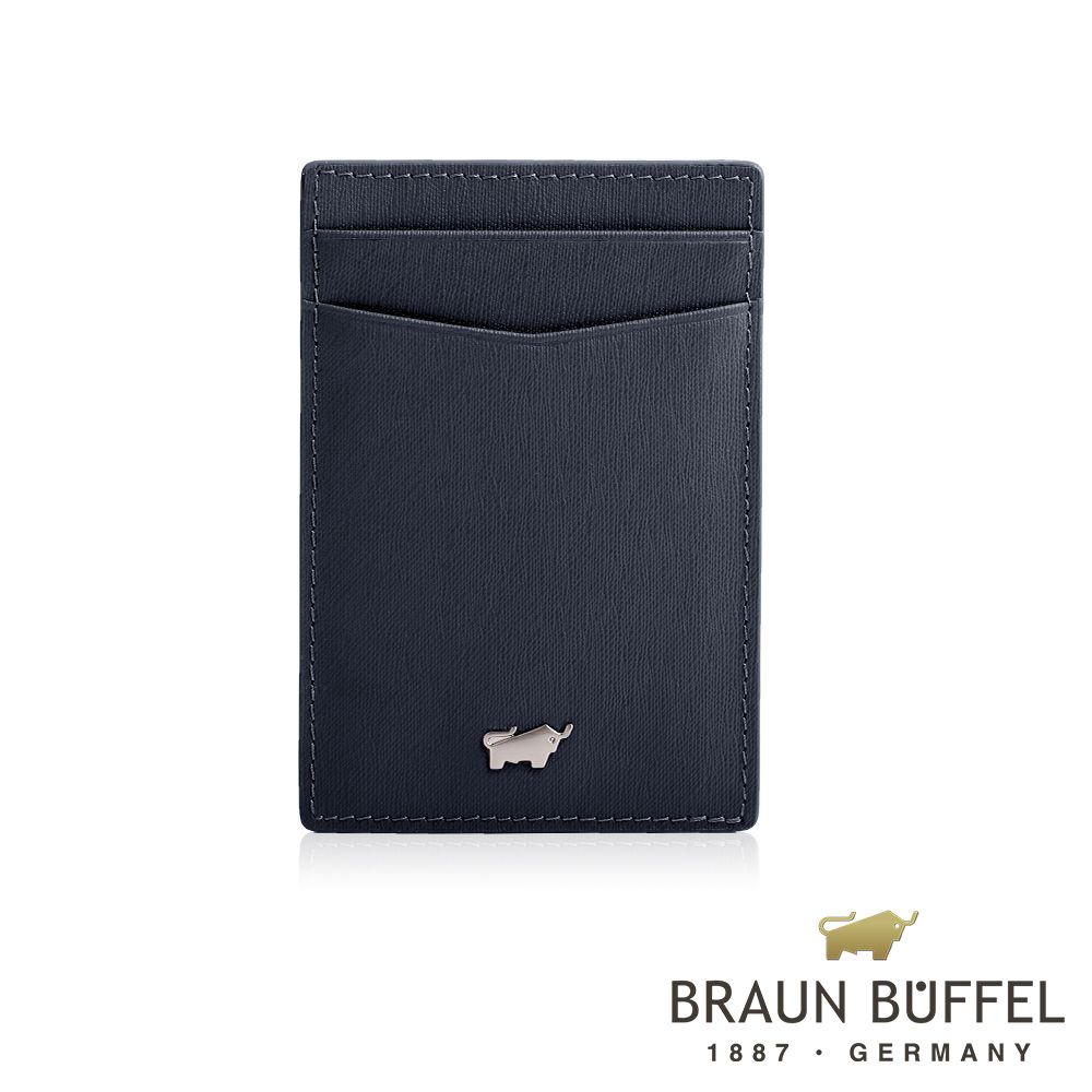 【BRAUN BUFFEL 德國小金牛】台灣總代理 HOMME-M系列直式卡夾-深藍色/BF306-409-MAR