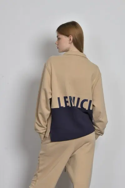 【ON the Green】LENUCU Logo 撞色印花運動衫/棕色/ M