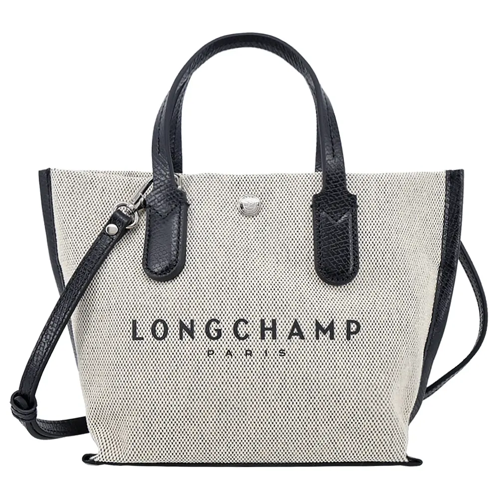 LONGCHAMP ESSENTIAL系列帆布LOGO字母手提/斜背兩用包(迷你/亞麻)/平行輸入
