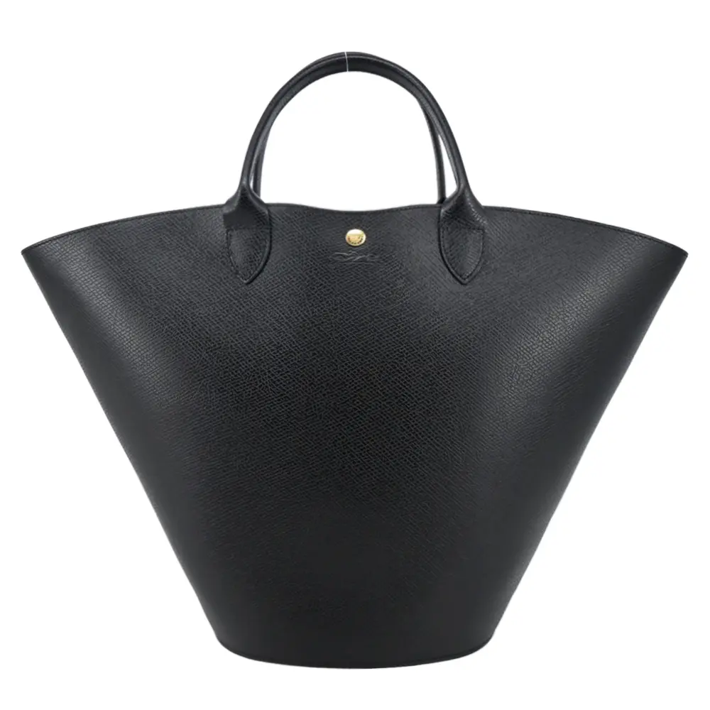 LONGCHAMP ÉPURE系列牛皮壓印手提包(特大)/平行輸入/ 黑