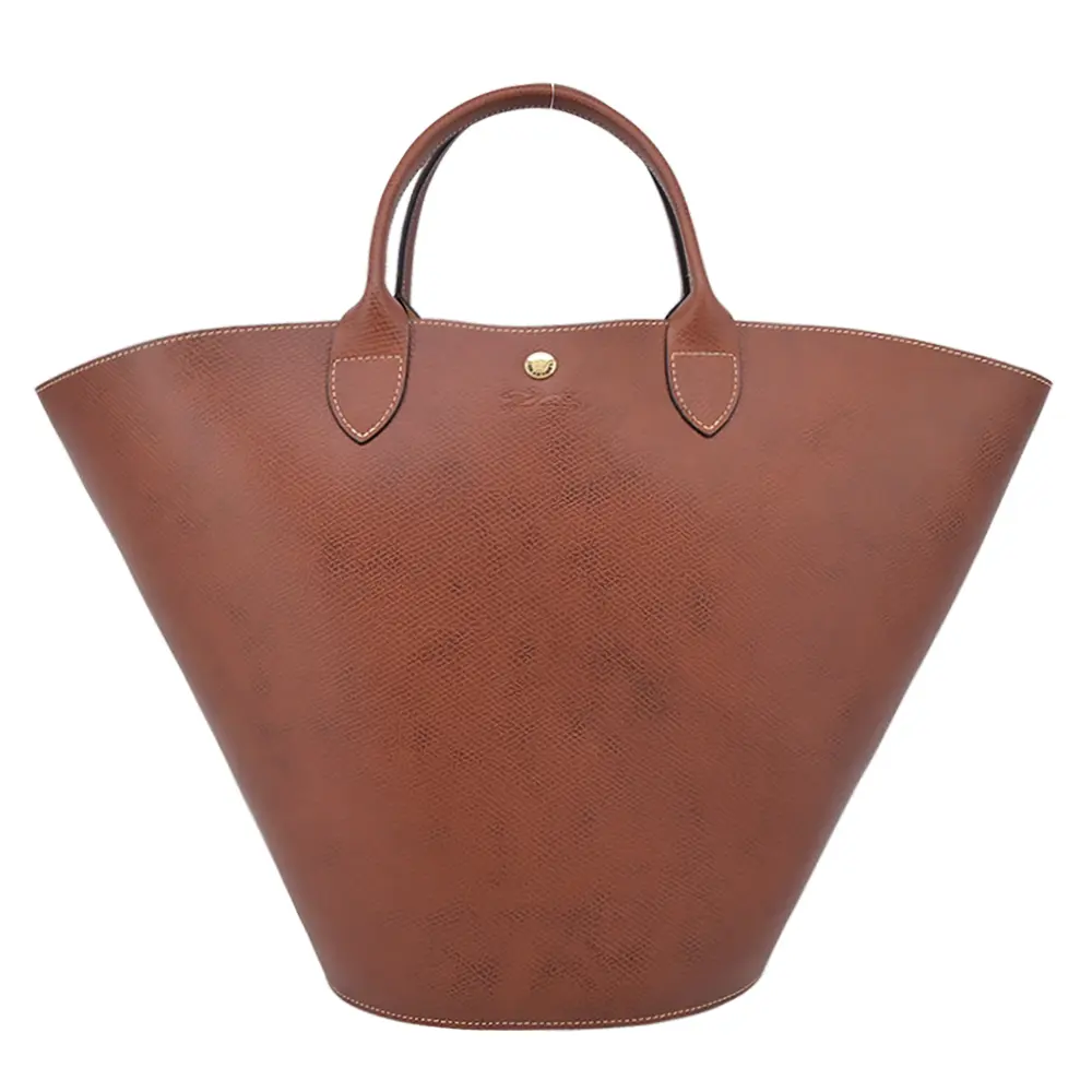 LONGCHAMP ÉPURE系列牛皮壓印手提包(特大)/平行輸入/ 棕