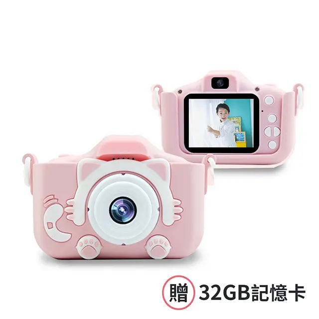 Timo萌寵貓咪童趣相機/ 公主粉/ 附32g記憶卡